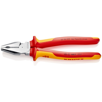 Knipex Combination Pliers, 225 mm Overall, Straight Tip, VDE/1000V