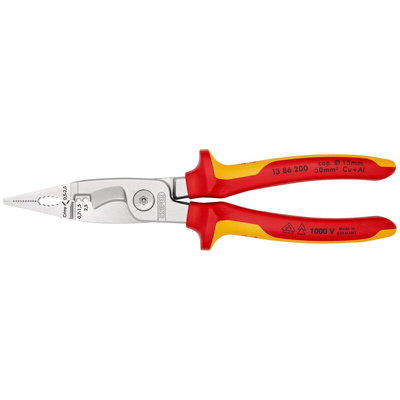 Knipex Combination Pliers, 200 mm Overall, Straight Tip, VDE/1000V