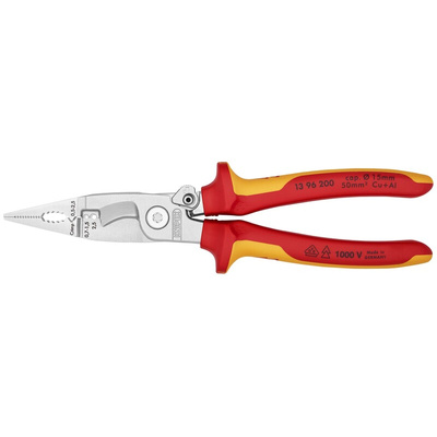 Knipex Combination Pliers, 200 mm Overall, Straight Tip, VDE/1000V