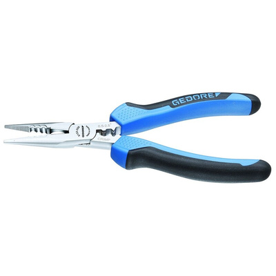 Gedore Long Nose Pliers, 180 mm Overall, Straight Tip