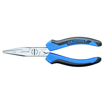 Gedore Long Nose Pliers, 180 mm Overall, Straight Tip