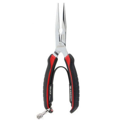 Facom Long Nose Pliers, 200 mm Overall, Straight Tip, 75mm Jaw