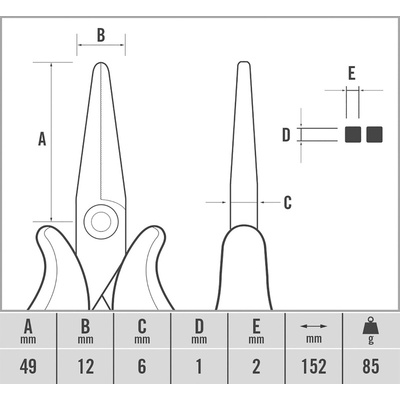 CK Round Nose Pliers, 152 mm Overall, 49mm Jaw