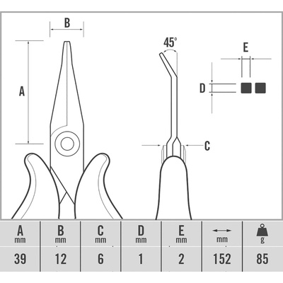 CK Round Nose Pliers, 152 mm Overall, 39mm Jaw