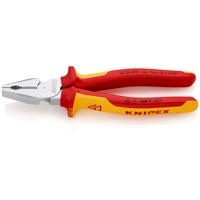 Knipex Combination Pliers, 200 mm Overall, Straight Tip, VDE/1000V