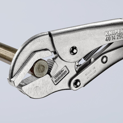 Knipex 40 14 Locking Pliers, 250 mm Overall, Angled, Straight Tip, 45mm Jaw
