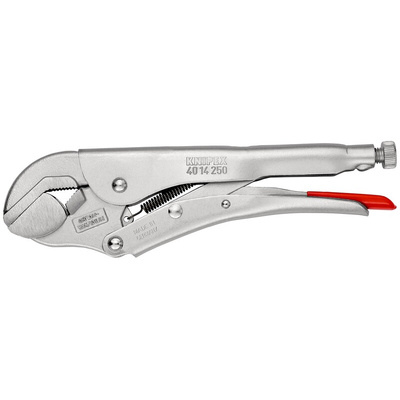 Knipex 40 14 Locking Pliers, 250 mm Overall, Angled, Straight Tip, 45mm Jaw