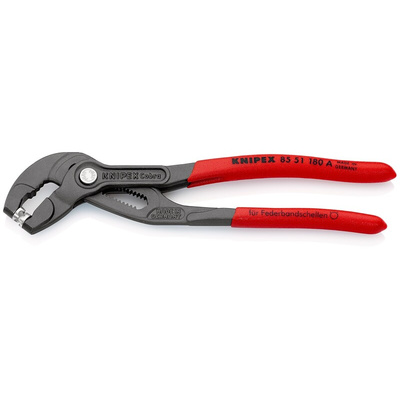 Knipex Hose Clamp Pliers, 180 mm Overall, Angled, Straight Tip, 50mm Jaw