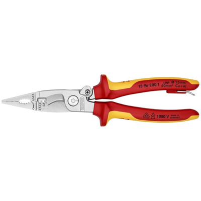 Knipex Combination Pliers, 200 mm Overall, Straight Tip, VDE/1000V