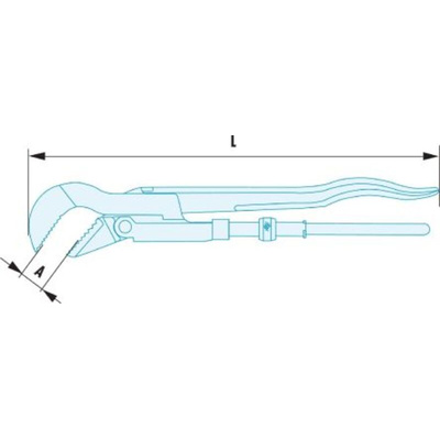 Facom Water Pump Pliers, 434 mm Overall, Angled Tip, 38mm Jaw