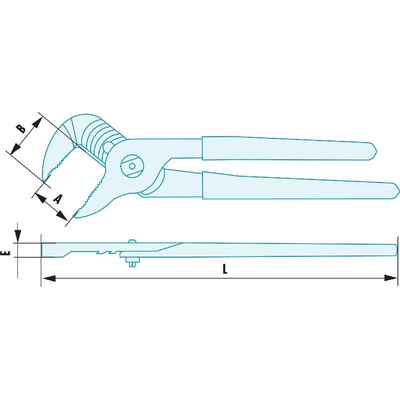 Facom Water Pump Pliers, 250 mm Overall, Angled Tip, 36mm Jaw