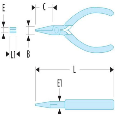 Facom Flat Nose Pliers, 160 mm Overall, Straight Tip