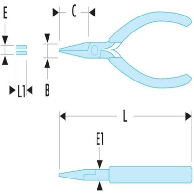 Facom Round Nose Pliers, 155 mm Overall, Straight Tip