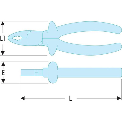 Facom Combination Pliers, 165 mm Overall, Straight Tip, VDE/1000V