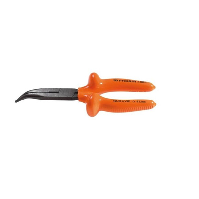 Facom Round Nose Pliers, 200 mm Overall, Straight Tip, VDE/1000V, 64mm Jaw