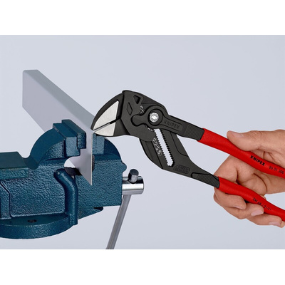 Knipex Plier Wrench, 300 mm Overall, Angled, Straight Tip, 68mm Jaw