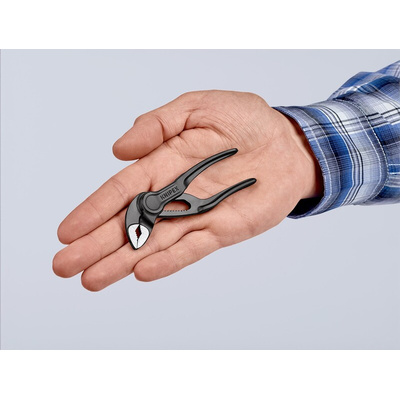 Knipex Cobra® XS Water Pump Pliers, 100 mm Overall, Angled, Straight Tip, 28mm Jaw