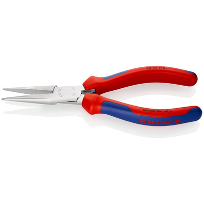 Knipex Long Nose Pliers, 195 mm Overall, Straight Tip, 50mm Jaw