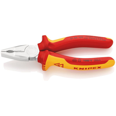 Knipex Combination Pliers, 160 mm Overall, Straight Tip, VDE/1000V