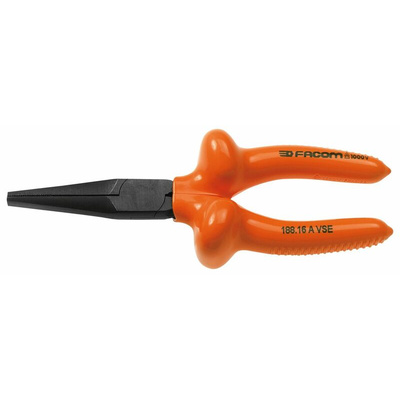 Facom Long Nose Pliers, 165 mm Overall, Straight Tip, 50mm Jaw