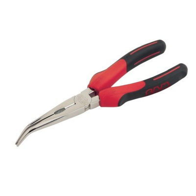 SAM Long Nose Pliers, 200 mm Overall, Bent Tip, 73mm Jaw