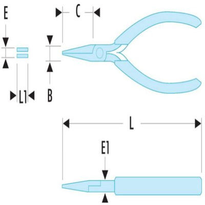 Facom Round Nose Pliers, 160 mm Overall, Straight Tip