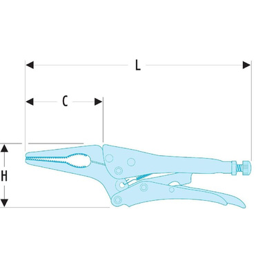Facom Locking Pliers, 165 mm Overall, Straight Tip, 50mm Jaw