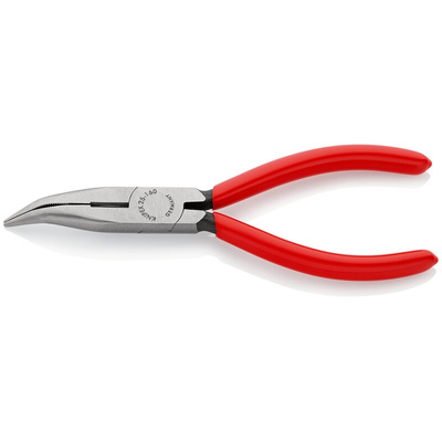 Knipex Long Nose Pliers, 160 mm Overall, Angled Tip, 50mm Jaw