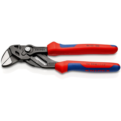 Knipex Plier Wrench, 180 mm Overall, Angled, Straight Tip, 40mm Jaw