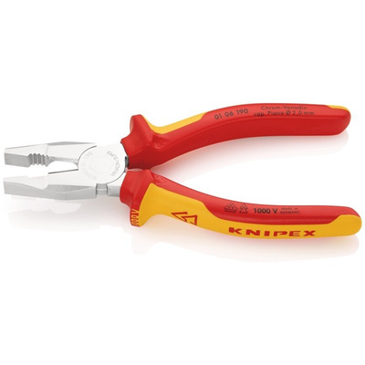 Knipex Combination Pliers, 195 mm Overall, Straight Tip, VDE/1000V