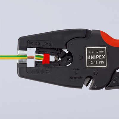Knipex 12 42 195 Series MultiStrip 10 Automatic stripper, 0.03 mm² Min, 10 mm² Max, 195 mm Overall