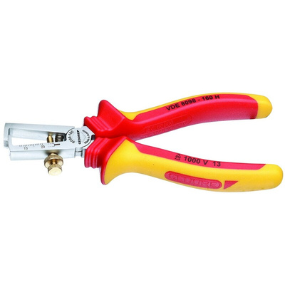 Gedore VDE 8098 H Series Stripping Pliers Wire Stripper, 0.8mm Min, 6.0mm Max, 160 mm Overall