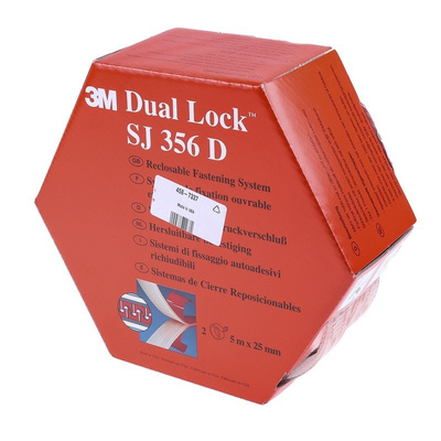 3M Dual Lock™ SJ356D Transparent Hook & Loop Tape, 25mm x 5m