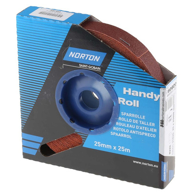 Norton P80 Grit Medium Sandpaper Roll, 25m x 25mm