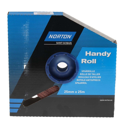 Norton P60 Grit Medium Sandpaper Roll, 25m x 25mm