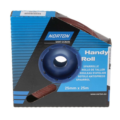 Norton P100 Grit Fine Sandpaper Roll, 25m x 25mm