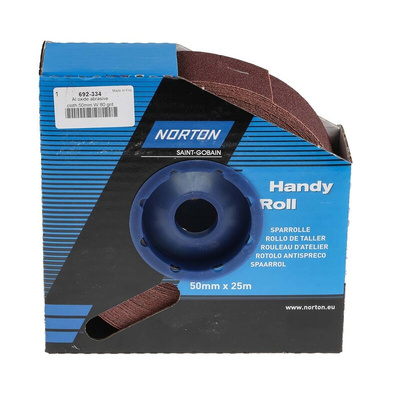 Norton P80 Grit Medium Sandpaper Roll, 25m x 50mm