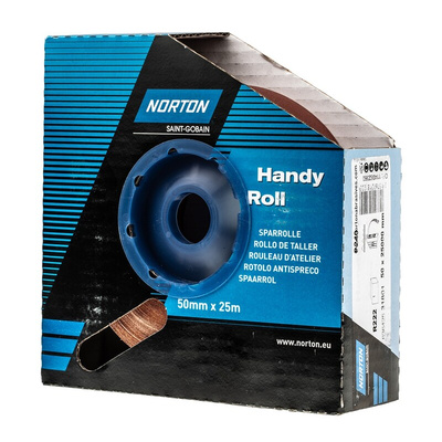 Norton P120 Grit Fine Sandpaper Roll, 25m x 50mm