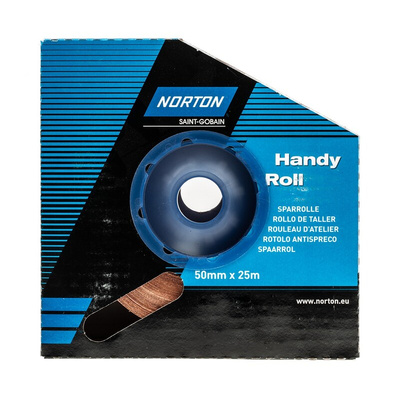 Norton P120 Grit Fine Sandpaper Roll, 25m x 50mm