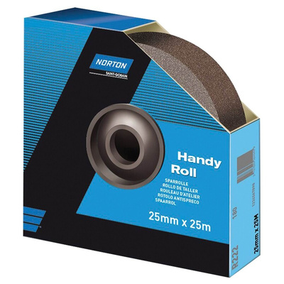 Norton P60 Grit Medium Sandpaper Roll, 25m x 50mm