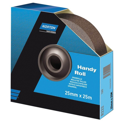 Norton P100 Grit Fine Sandpaper Roll, 25m x 38mm