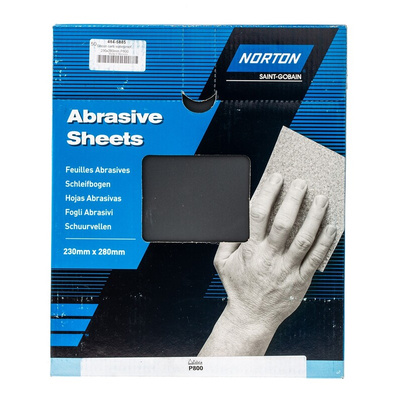 Norton T489 Waterproof Sheets P800 Grit Very Fine Sanding Sheet, 280mm x 230mm