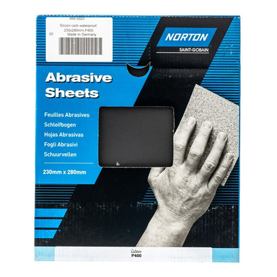 Norton T489 Waterproof Sheets P400 Grit Very Fine Sanding Sheet, 280mm x 230mm