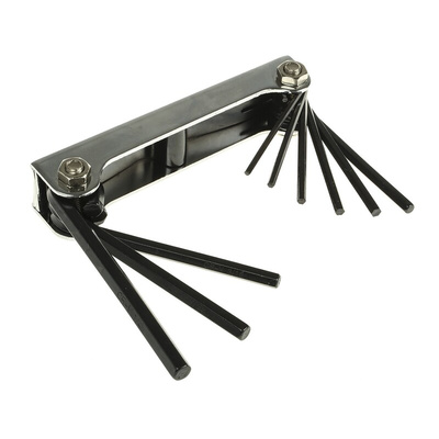 RS PRO 9 piece Folding Imperial Hex Key Set, 5/64 → 1/4in