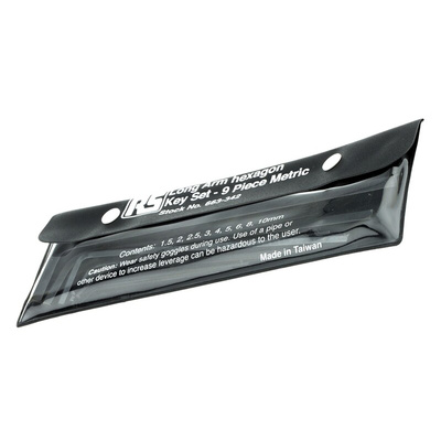 RS PRO 9 piece L Shape Metric Hex Key Set, 1.5mm