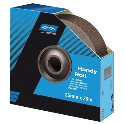 Norton P50 Grit Coarse Sandpaper Roll, 25m x 25mm