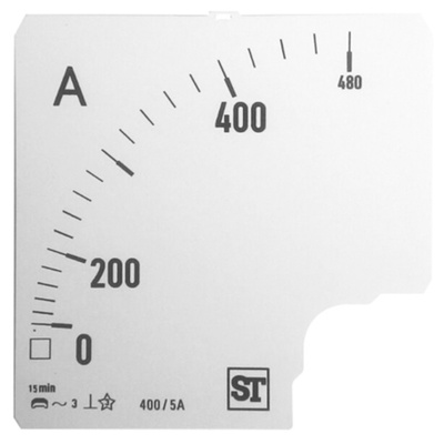 Sifam Tinsley Analogue Ammeter Scale, 400A, for use with 96 x 96 Analogue Panel Ammeter