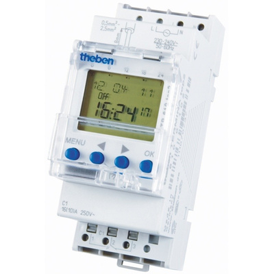 1 Channel Digital DIN Rail Time Switch Measures Days, Hours, Minutes, Seconds, 120 V ac