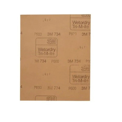 3M 734 Wetordry P600 Grit Very Fine Sanding Sheet, 230mm x 280mm