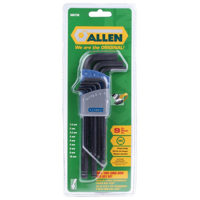 Allen 9 piece L Shape Metric Hex Key Set, 1.5mm